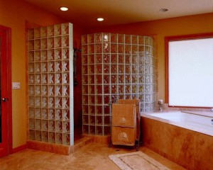 şeffaf cam tugla duş