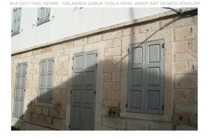 ALA ÇATI TAŞI, KESME TAŞ,ARADA ÇUBUK TUGLA DERZ ,MASİF